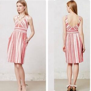 Pilcro and the Letterpress by Anthropologie‎ Fit & Flare Stripe Dress Red Size 2